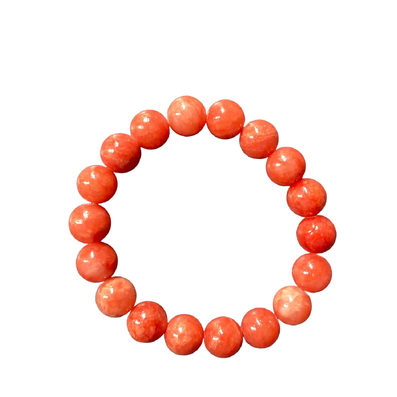 women’s pearl bracelets-Salmon Orange Mountain Jade 10mm Bracelet